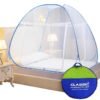 Classic Mosquito Net for Double Bed | King Size Foldable Polyester 30GSM Net with PVC Coated Steel Frame.
