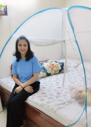 Classic Mosquito Net for Double Bed | King Size Foldable Polyester 30GSM Net with PVC Coated Steel Frame.