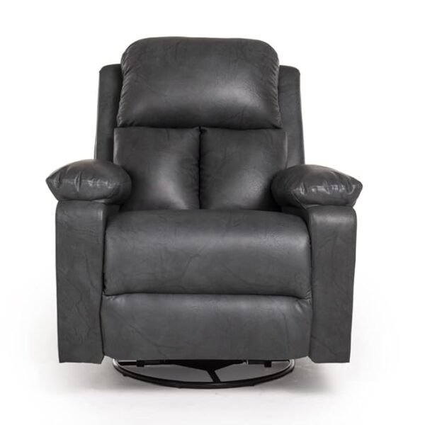 Recliner Chair 1 Seater Rocking Revolving Sofa - Stargazer Marble Grey Leatherette Living Room Furniture.