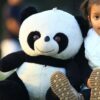 Teddy Bear Panda plush toy, soft and cuddly with button eyes and realistic black-and-white fur design.