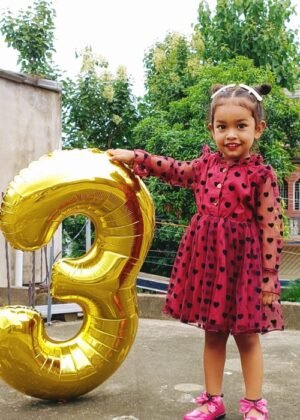 Golden 32-inch Number 3 Helium Foil Balloon for Birthday and Anniversary Decoration