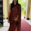 Women Rust Silk Ajrakh Saree with Intricate Block Prints