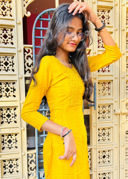 Women's Rayon Embroidery Straight Long Kurta – Elegant & Stylish - Shivani Jaswal Women's rayon embroidery straight long kurta with intricate detailing, ideal for casual and festive occasions.