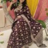 Embrace timeless elegance – Shop this Wine Banarasi Silk Saree today!