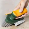Bathroom Scrub Brush with V-Shape Bristles and Squeegee for Easy Tile and Shower Cleaning