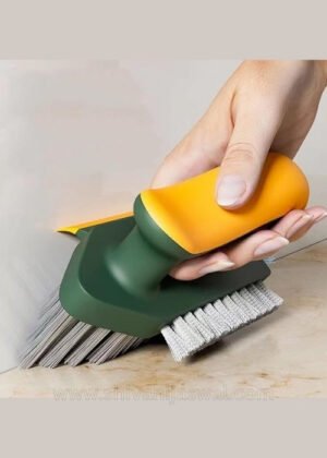 Bathroom Scrub Brush with V-Shape Bristles and Squeegee for Easy Tile and Shower Cleaning