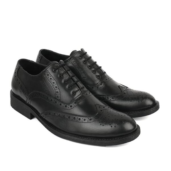 Black Leather Brogue Formal Shoes for Men with classic wingtip design and premium craftsmanship.