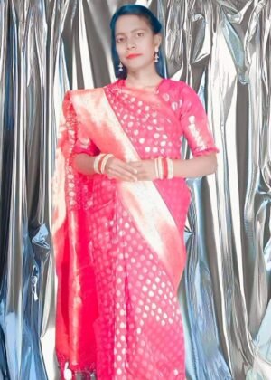 Bridal Katan Banarasi Silk Saree | Soft Red Floral Jaal Design