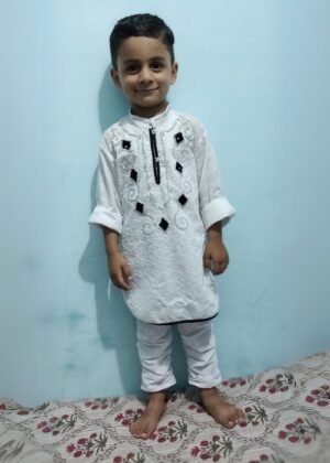 Boy's Cotton Embroidered Kurta Pyjama Set | Ethnic Wear for Festivals