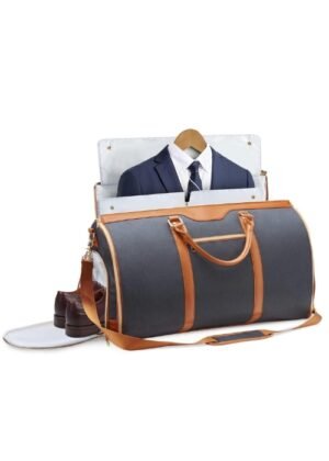 PU Leather Travel Duffle Bag for Luggage – Black