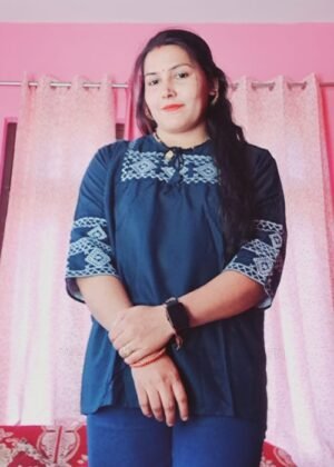 Women's Embroidered Short Kurta Top – Navy Blue, Small Size, Elegant Ethnic Wear.