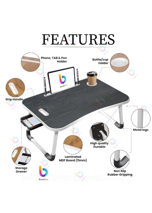 Foldable & Portable Wooden Study Table – Black - Shivani Jaswal Foldable & Portable Wooden Study Table – Black