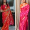 Women's Georgette Banarasi Silk Saree with Unstitched Blouse Piece – Traditional Indian Saree for Weddings and Festivals