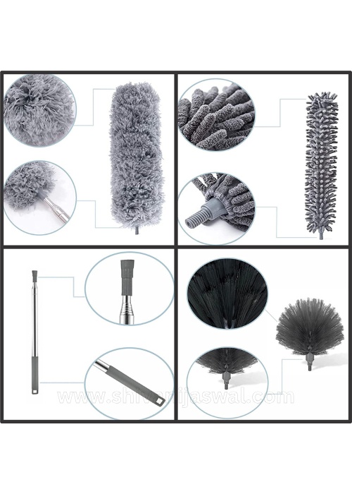 3-in-1 Microfiber Duster Set – Extendable & Washable - Shivani Jaswal 3-in-1 Microfiber Feather Duster with Extendable Pole