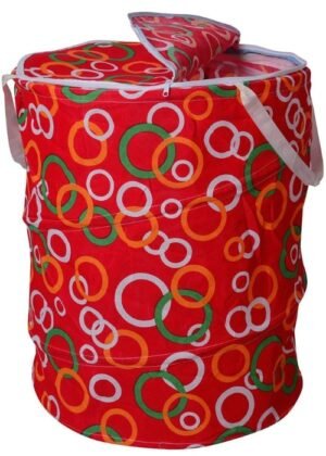 Foldable Pop-Up Laundry Basket – Cotton, Zippered Lid, Space-Saving Storage
