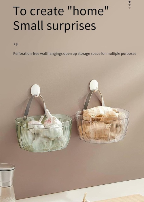 Wall Hanging Onion & Garlic Storage Basket – Space Saver - Shivani Jaswal Wall Hanging Onion & Garlic Storage Basket – Space-Saving Kitchen Organizer