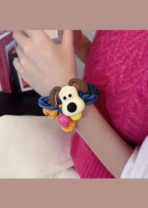 Cute Mini Dog Hairband & Bracelet – Animal Cartoon Rubber Band for Girls
