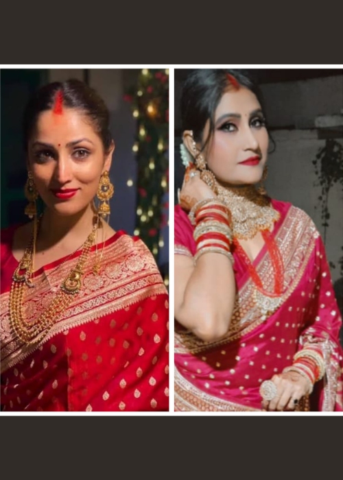 Women's Kanjivaram Zari Woven Soft Silk Saree in Red - Shivani Jaswal Women's Kanjivaram Zari Woven Soft Silk Saree in Red with Blouse Piece.