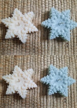 Handmade Snowflake Scented Candle in Winter Colors