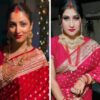 Women's Kanjivaram Zari Woven Soft Silk Saree in Red with Blouse Piece.