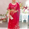 Fuchsia Net Embellished Ghagra Choli with Sequins Embroidery
