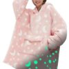 Glow-in-the-Dark Oversized Blanket Hoodie – Cozy Flannel Hooded Sweatshirt