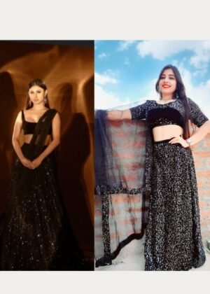 Luxurious Velvet Lehenga Choli with Exquisite Embellishments