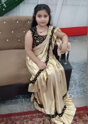 Kids Girls Lycra Blend Ready-To-Wear Saree with Sequins Blouse – Ethnic Outfit for 5-8 Years