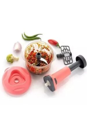 Hand Press Vegetable Chopper & Grinder – 800ml Large Manual Food Chopper with Steel Blades.