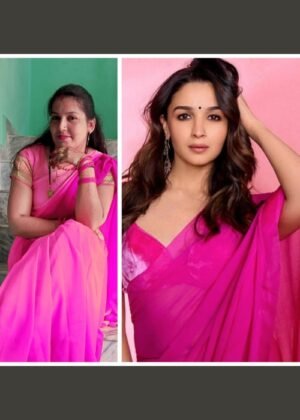 Women's Plain Pure Georgette Saree with Unstitched Blouse Piece