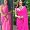 Women's Pink Georgette Sequins Embellished Saree