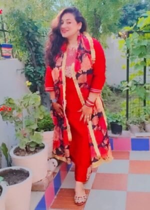 Red Embroidered Kurta Set with Straight Bottom & Contrast Dupatta