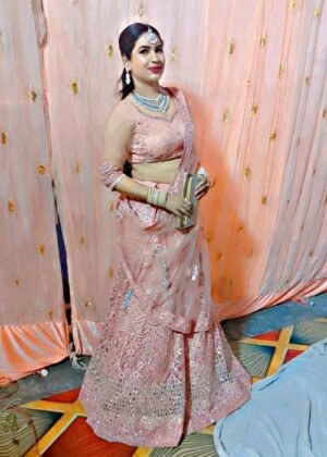 Women’s Pink Zari & Embroidery Work Net Semi-Stitched Lehenga Choli – Ethnic Wear for Weddings & Festivals