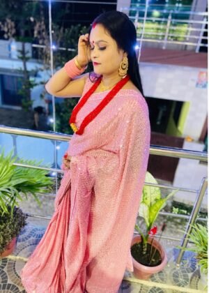 Fancy Georgette Sequence Work Saree with Sequence Work Blouse Piece