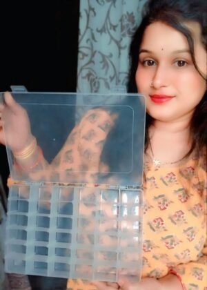 2 Pack Clear Plastic Organizer Box with 36 Adjustable Grids