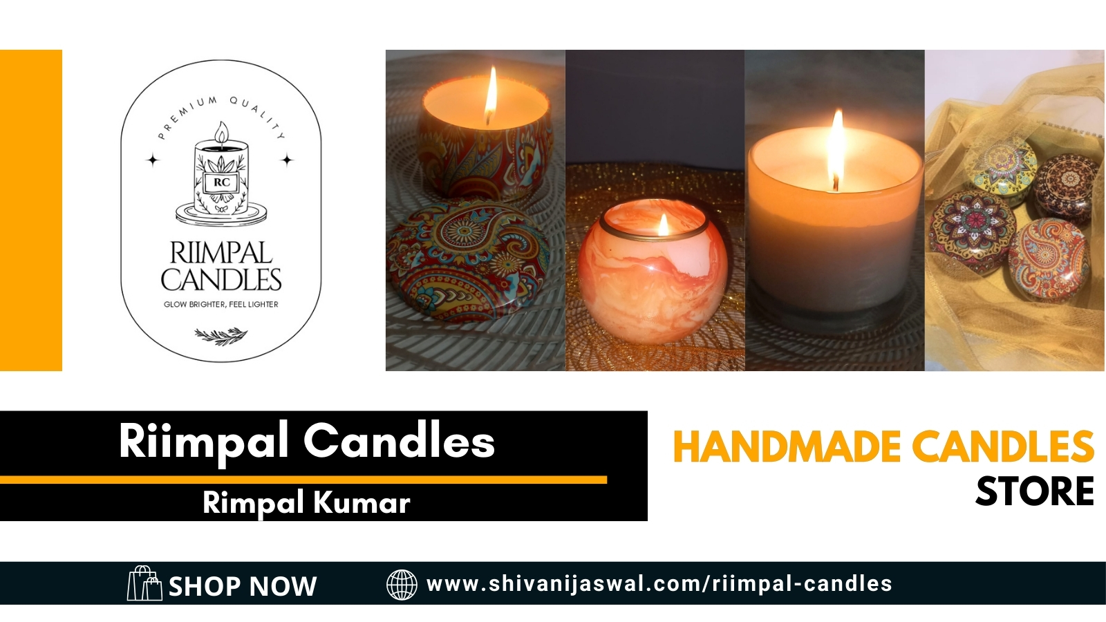 Rimpal Kumar, founder of Riimpal Candles, with handmade scented candles designed to create mystic ambience and joyful aromatic vibes.