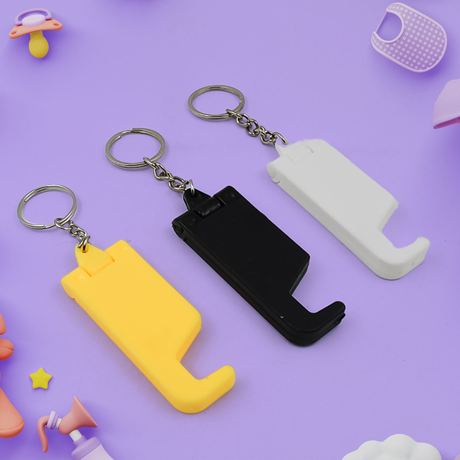 2 in 1 Plastic Keychain with Mobile Stand / Phone Holder (1 Pc / Multicolor) - Shivani Jaswal 2 in 1 Plastic Keychain with Mobile Stand / Phone Holder (1 Pc / Multicolor)