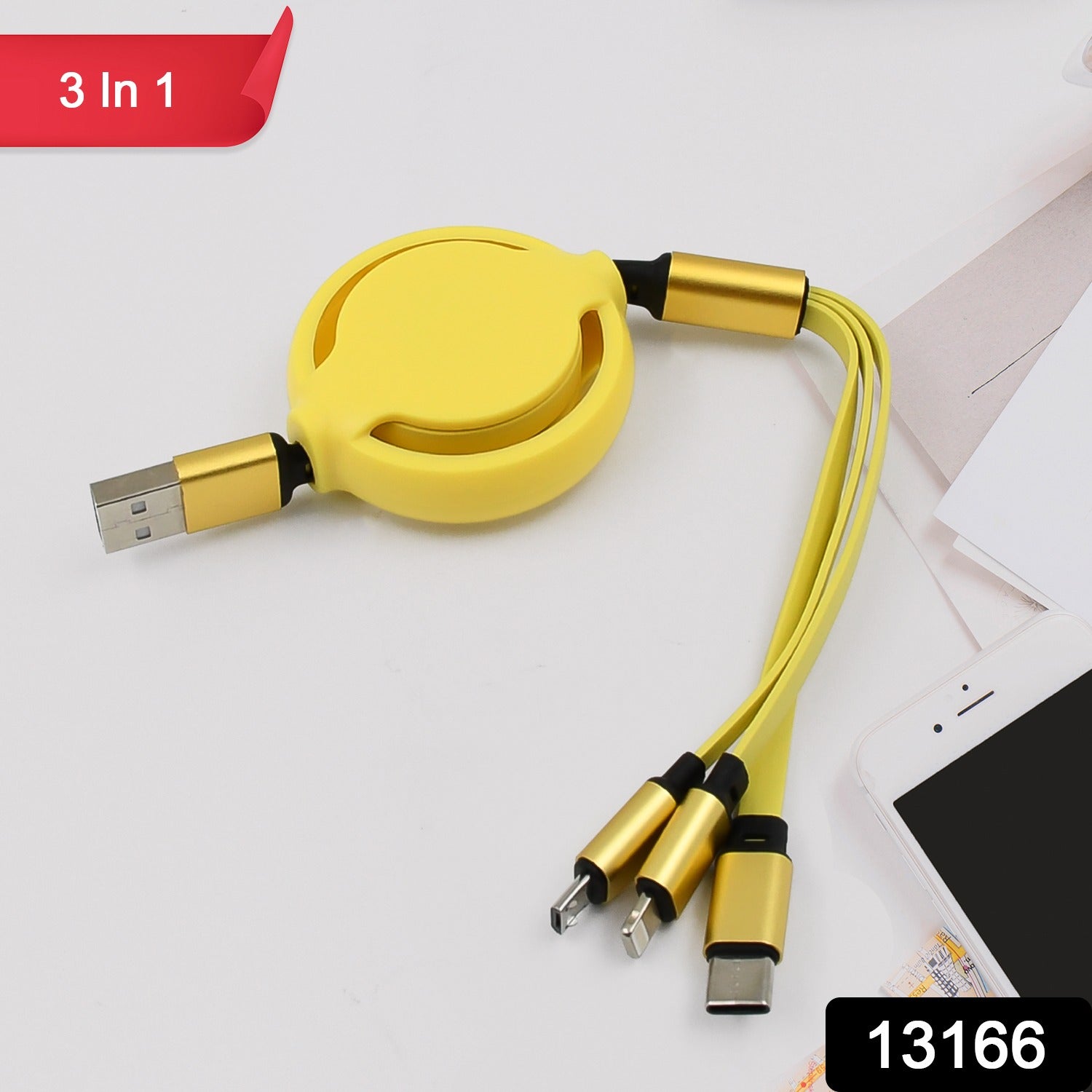 3 in 1 Retractable Charger Charging Cable (1 Pc / Mix Color) - Shivani Jaswal 3 in 1 Retractable Charger Charging Cable (1 Pc / Mix Color)
