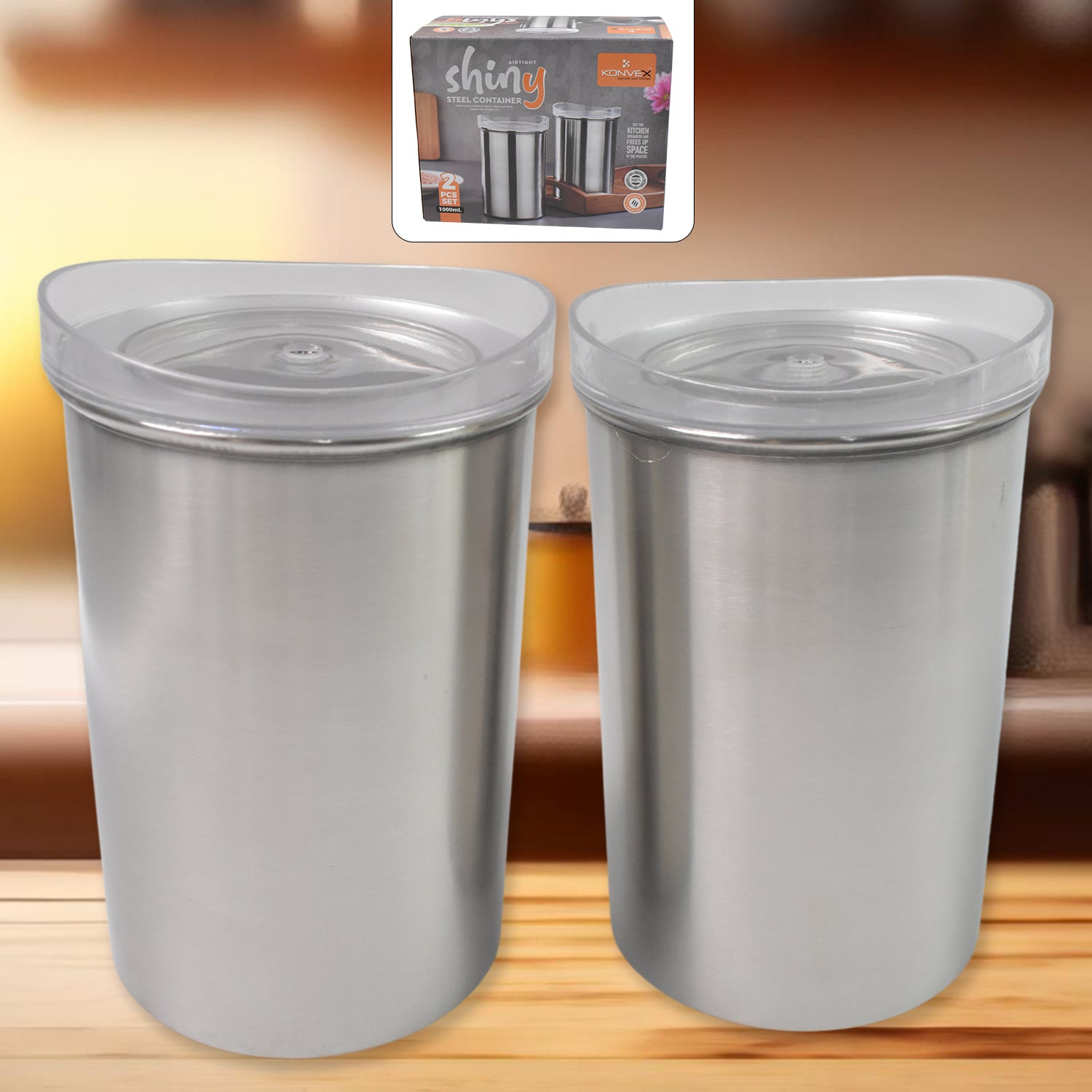 Multipurpose Stainless Steel Airtight Containers with See Through Lid (2 Pc Set / 1000 ML) - Shivani Jaswal Multipurpose Stainless Steel Airtight Containers with See Through Lid (2 Pc Set / 1000 ML)