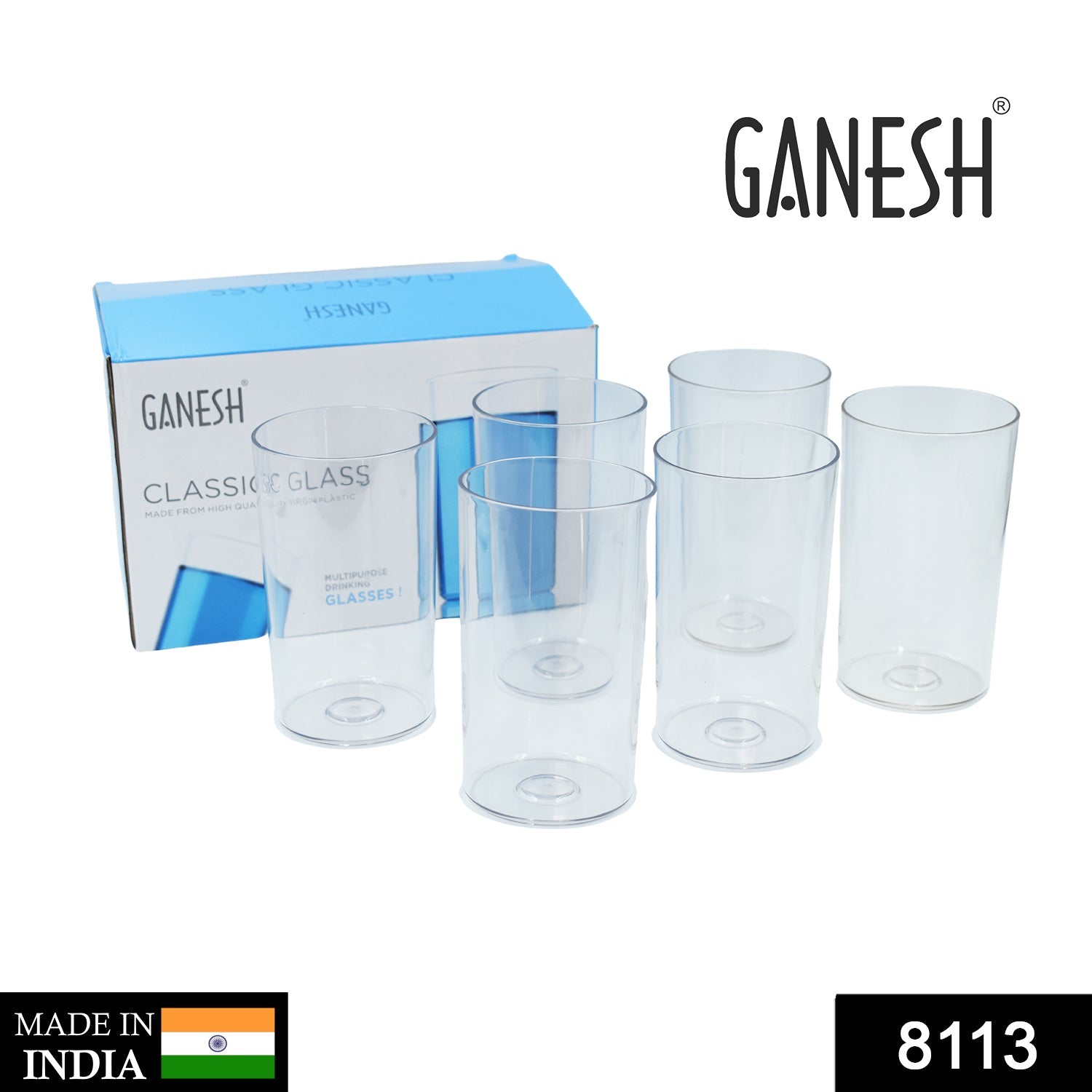 Ganesh Classic Plastic Glass Set of-6 (Each Glass 350ml) - Shivani Jaswal Ganesh Classic Plastic Glass Set of-6 (Each Glass 350ml)