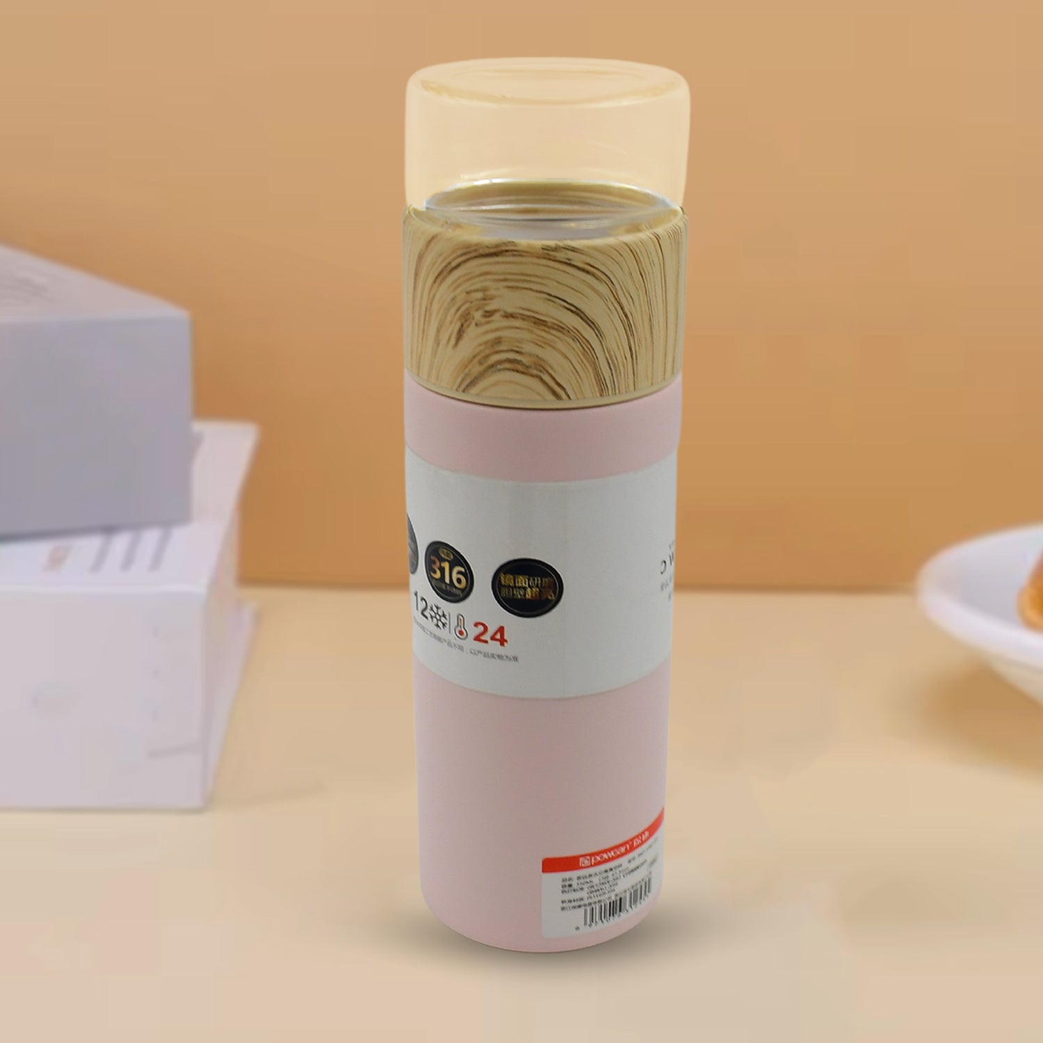 Steel Water Bottle With Glass Lid (350 ML) - Shivani Jaswal Steel Water Bottle With Glass Lid (350 ML)