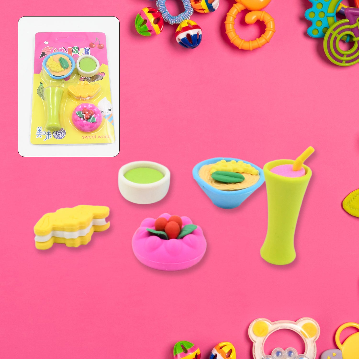 3D Mix Design Fancy & Stylish Colorful Erasers – Cute Novelty Eraser Set for Kids & School Prize (1 Set) - Shivani Jaswal 3D Mix Design Fancy & Stylish Colorful Erasers – Cute Novelty Eraser Set for Kids & School Prize (1 Set)