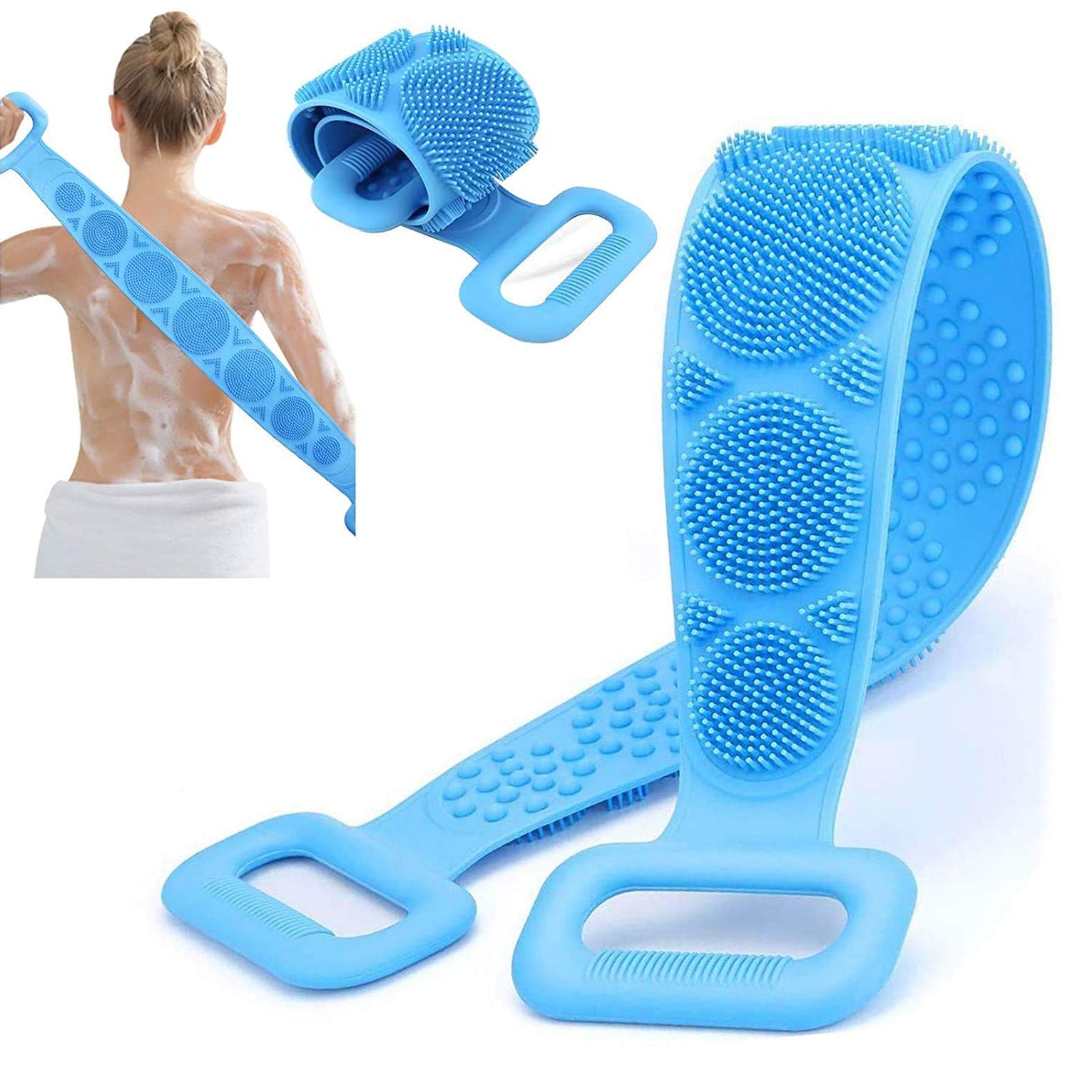 Silicone Body Back Scrubber Double Side Bathing Brush for Skin Deep Cleaning Massage, Dead Skin Removal (77 Gm | Small Size / 1pc) - Shivani Jaswal Silicone Body Back Scrubber Double Side Bathing Brush for Skin Deep Cleaning Massage, Dead Skin Removal (77 Gm | Small Size / 1pc)