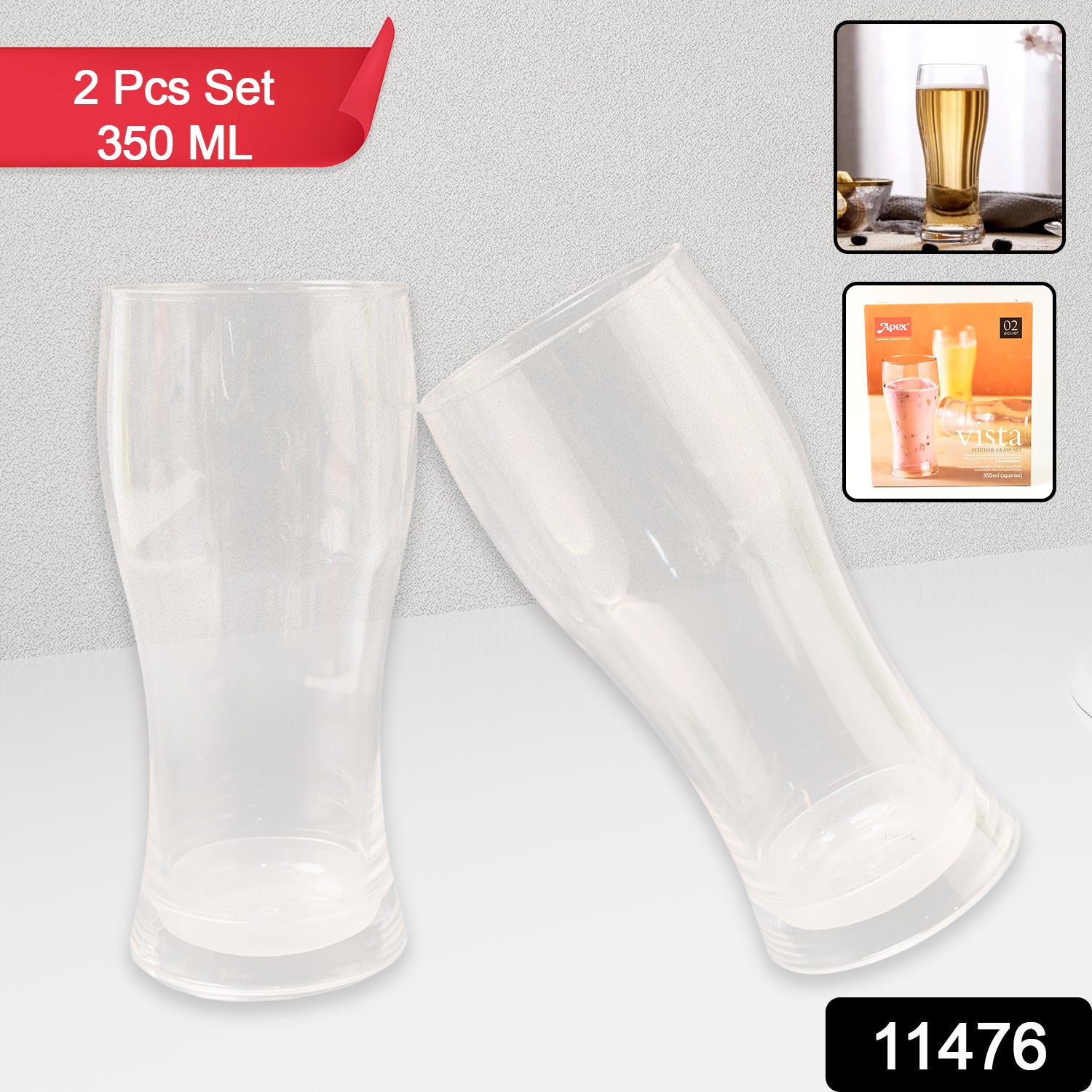 Apex Vista Unbreakable Pitcher Glass Set – 350 ML (Approx) | 2-Piece - Shivani Jaswal Apex Vista Unbreakable Pitcher Glass Set – 350 ML (Approx) | 2-Piece