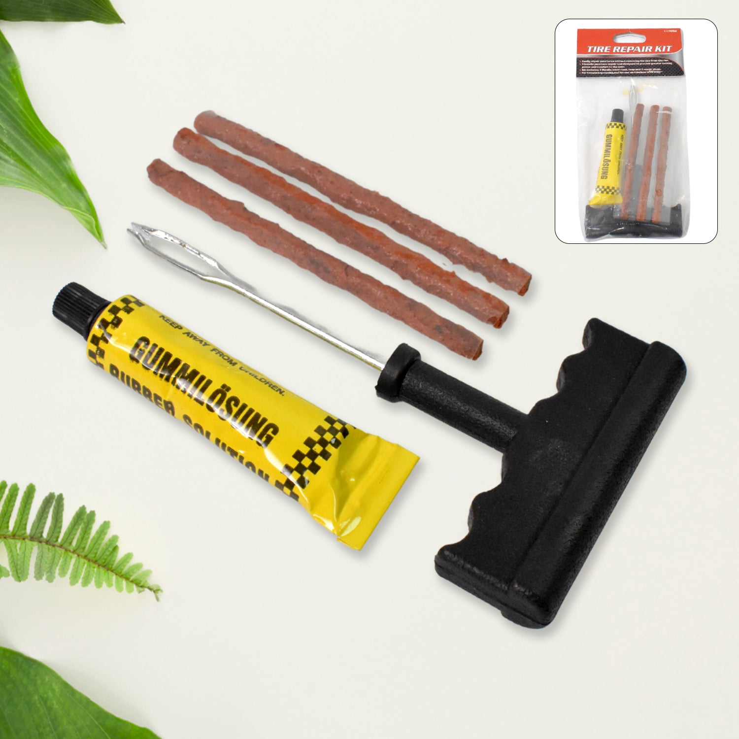 Tyre Puncture Repair Kit with 3 Seal Strips (5 Pcs Set) - Shivani Jaswal Tyre Puncture Repair Kit with 3 Seal Strips (5 Pcs Set)