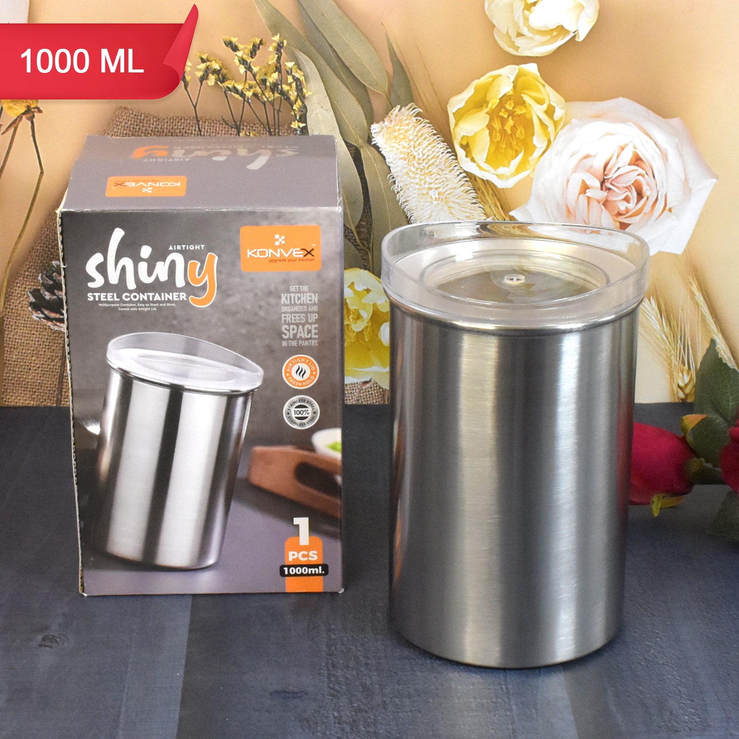 Multipurpose Stainless Steel Airtight Containers with See Through Lid (1 Pc / 1000 ML) - Shivani Jaswal Multipurpose Stainless Steel Airtight Containers with See Through Lid (1 Pc / 1000 ML)