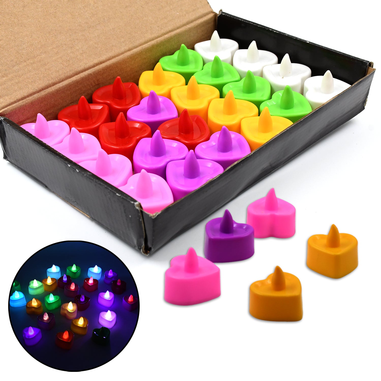 Heart Shape Battery Operated Tea Light LED Candles, for Decoration Use (24 Pc Set) - Shivani Jaswal Heart Shape Battery Operated Tea Light LED Candles, for Decoration Use (24 Pc Set)