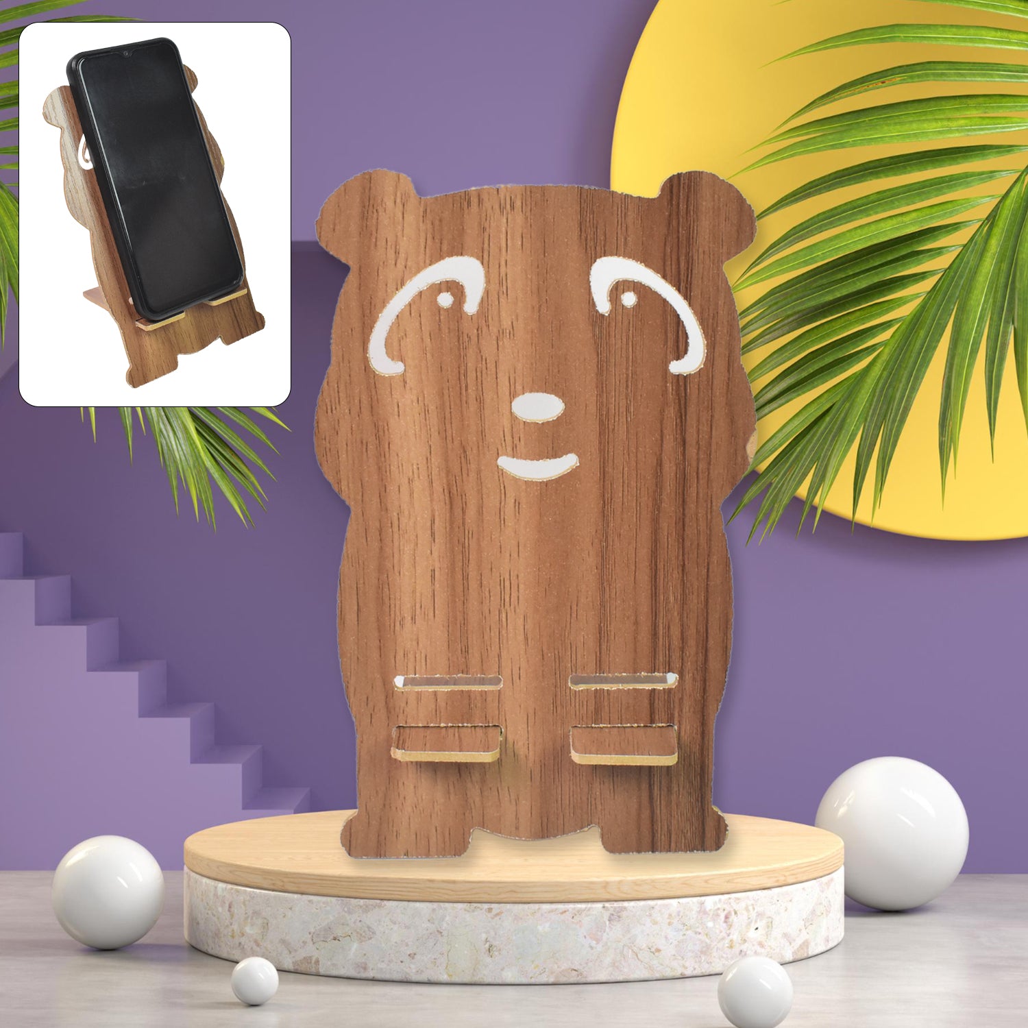Wooden Cartoon Shape Design Mobile Stand (1 Pc) - Shivani Jaswal Wooden Cartoon Shape Design Mobile Stand (1 Pc)