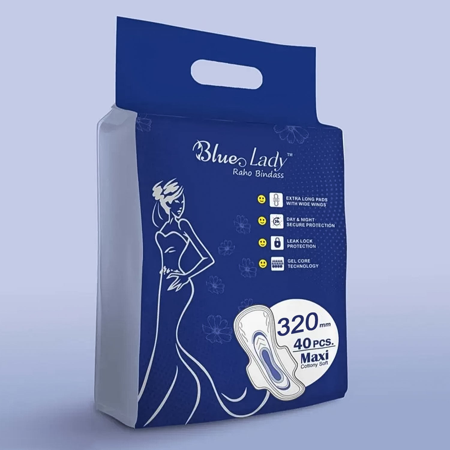 Blue Lady Extra Long Pads With Wides Wings Sanitary Pads – 320 mm, 40-Pack - Shivani Jaswal Blue Lady Extra Long Pads With Wides Wings Sanitary Pads – 320 mm, 40-Pack