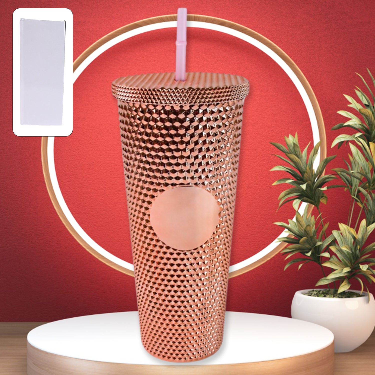 Studded Cup Tumbler Straw Lid - Plastic Double Walled Cold Cup for iced Coffee - Shivani Jaswal Studded Cup Tumbler Straw Lid - Plastic Double Walled Cold Cup for iced Coffee